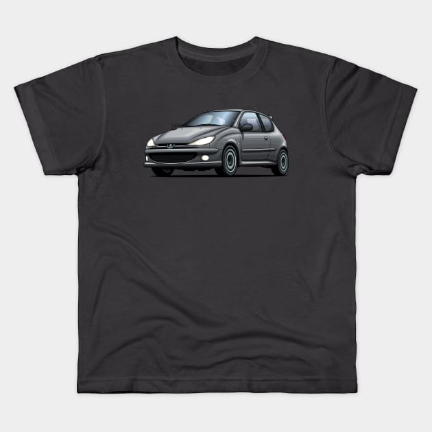 Peugeot 206 RC - Gray Kids T-Shirt by Mario Ramos Rally Art